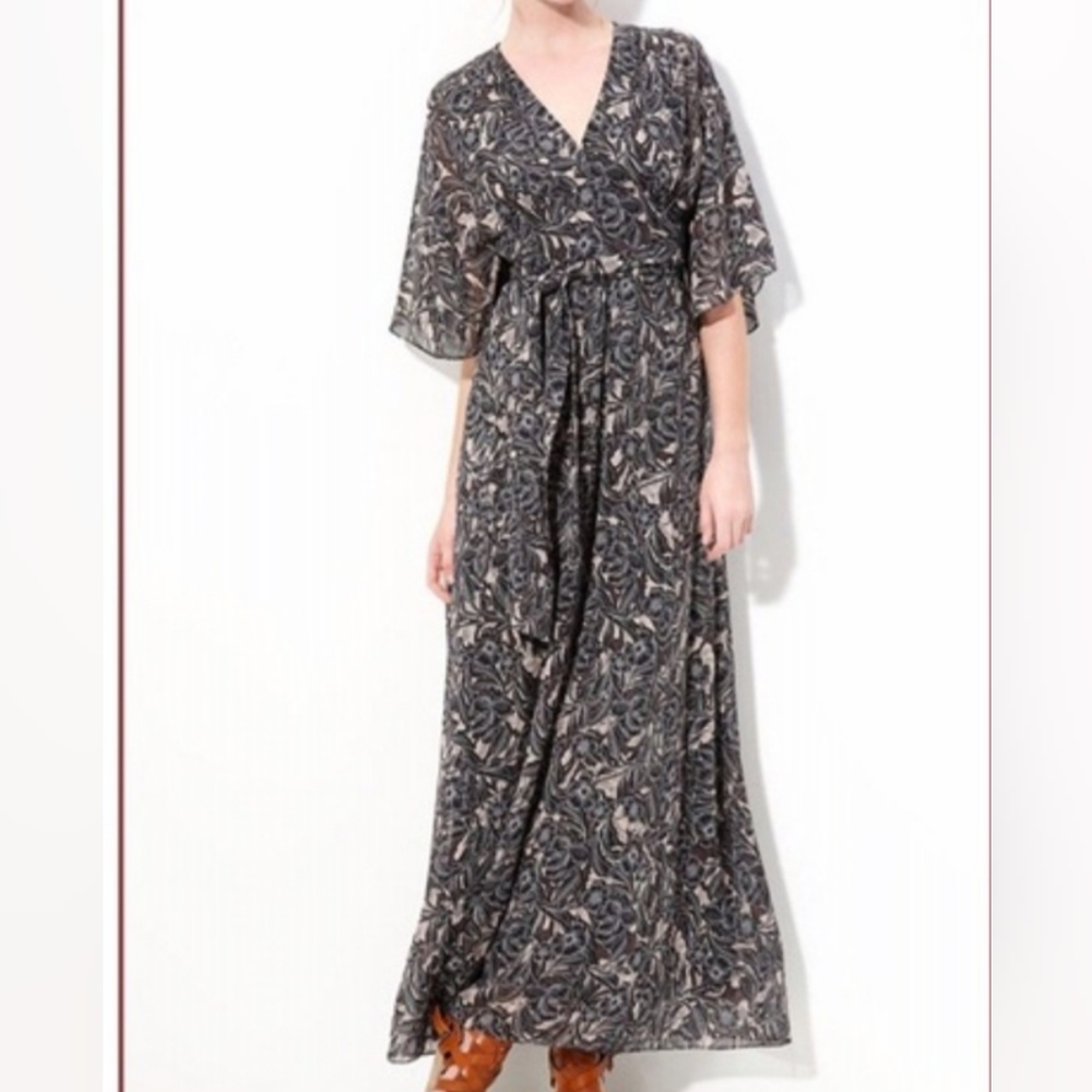 Floral Print Tie Maxi Dress - gentle wear